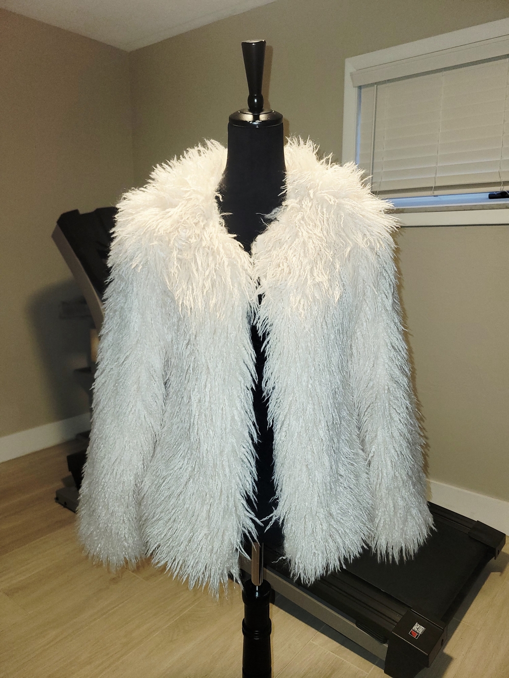Faux Fur White Jacket for Women - Plush Shag Coat